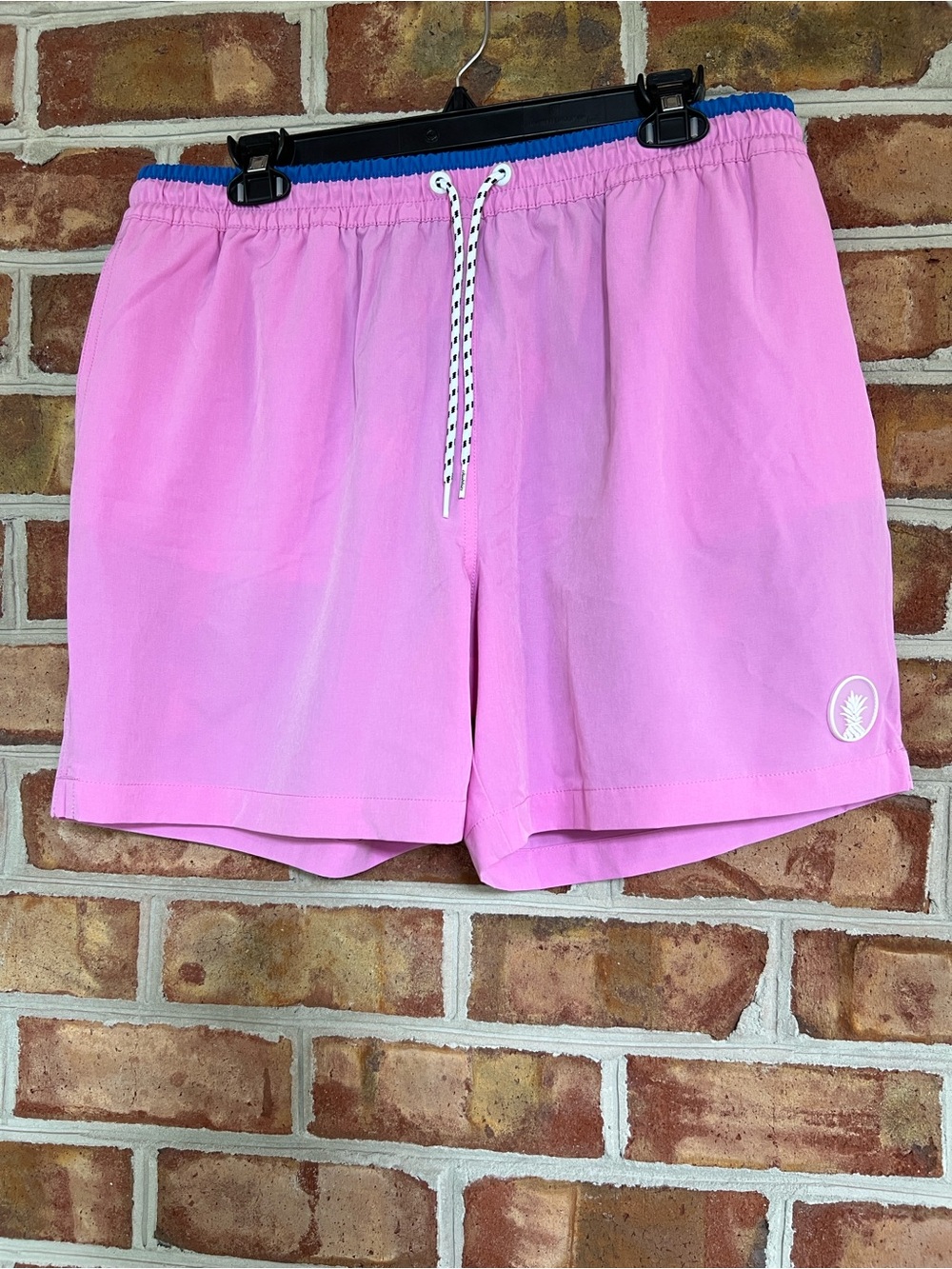 chubbies Pink Swim Trunks with Blue Waist Trim XL - Picture 1 of 10